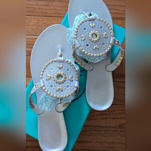 Jack Rogers Georgica Jelly Sandals Silver & Gold Size 10 Summer Beach Vacation